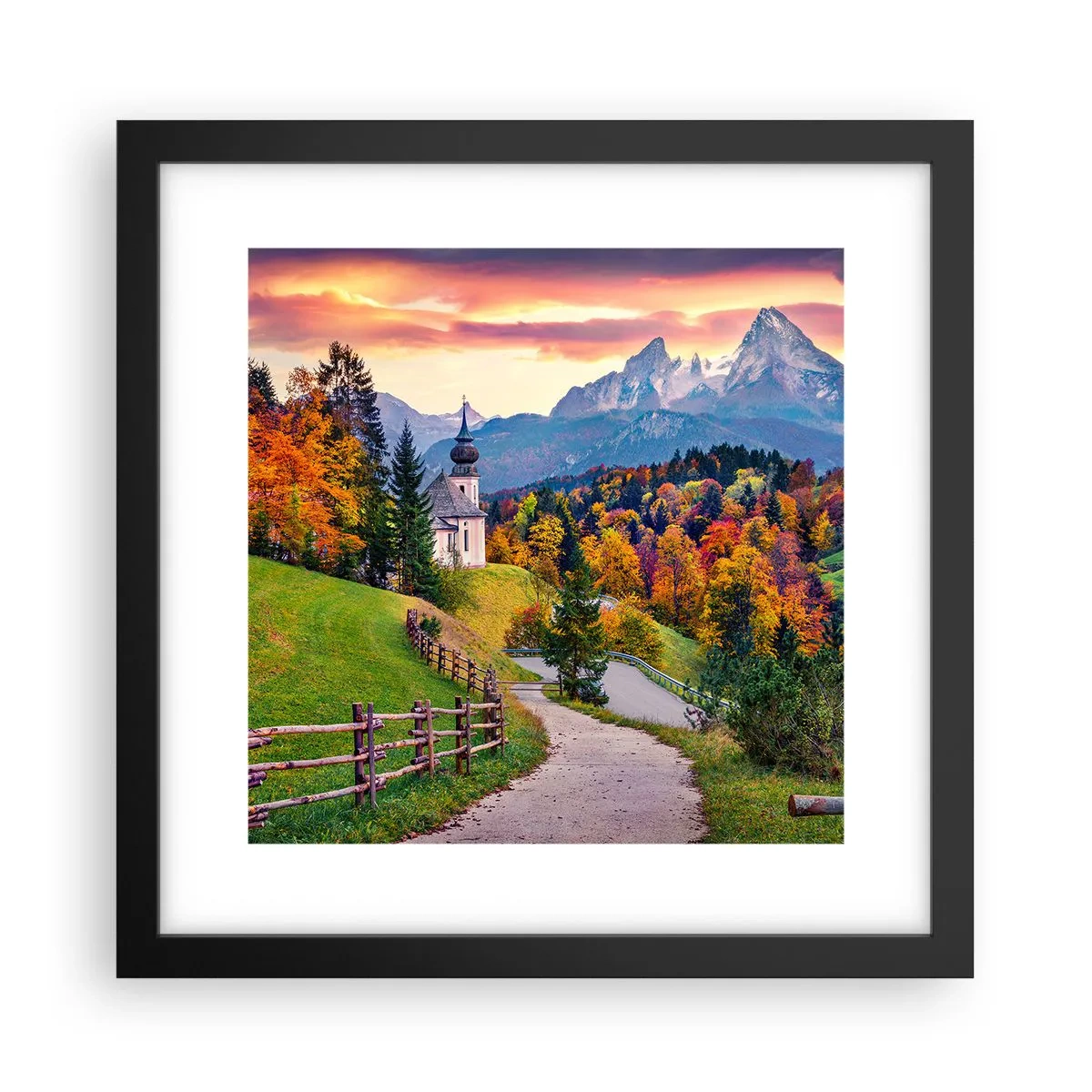 Pôster com moldura preta - Paisagem como uma pintura - 30x30 cm