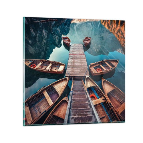 Quadro em vidro - À espera na marina - 40x40 cm