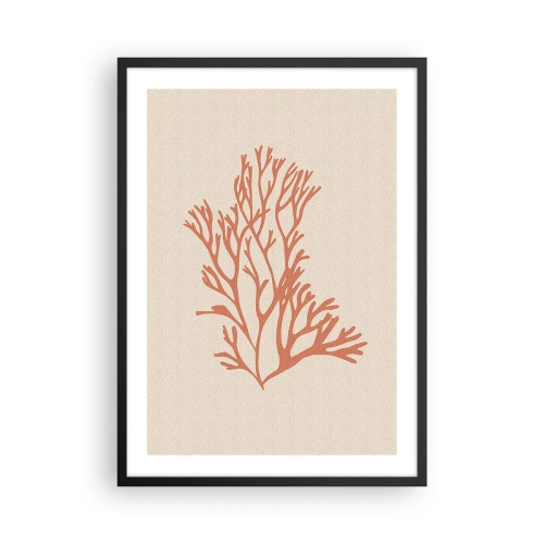 Pôster com moldura preta - Uma delicada ilustração de coral sobre fundo claro - 50x70cm - Filigrana coral - Decoração de parede moderna para a sala de estar e quarto ARTTOR
