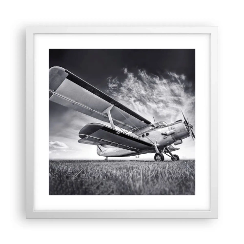 Pôster em moldura branca - Andarilho alado - 40x40 cm