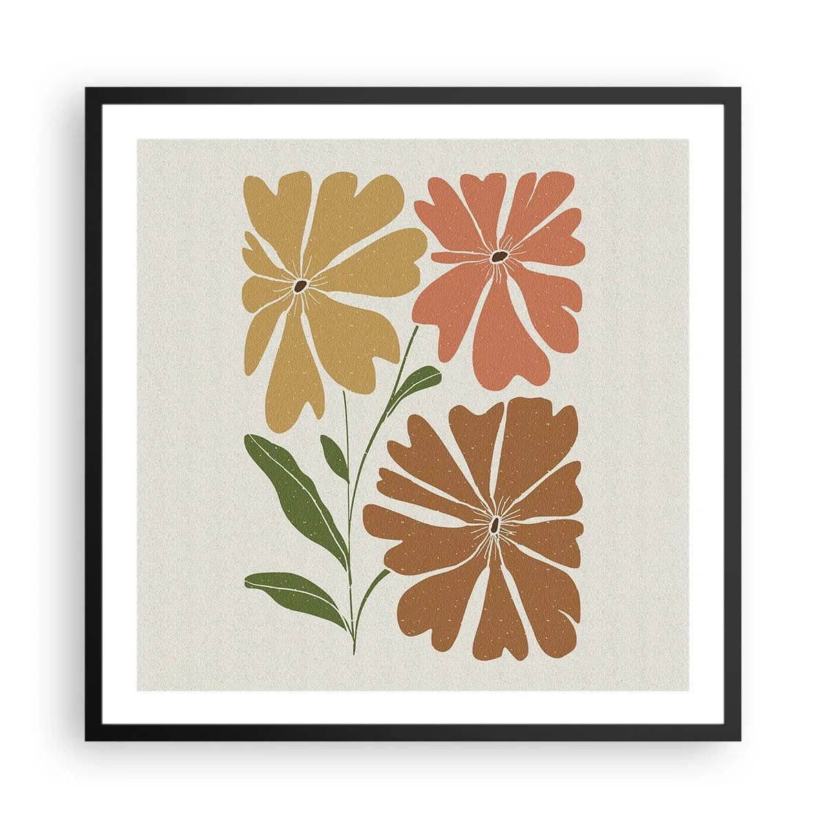 Pôster com moldura preta - Natureza e geometria - 60x60 cm