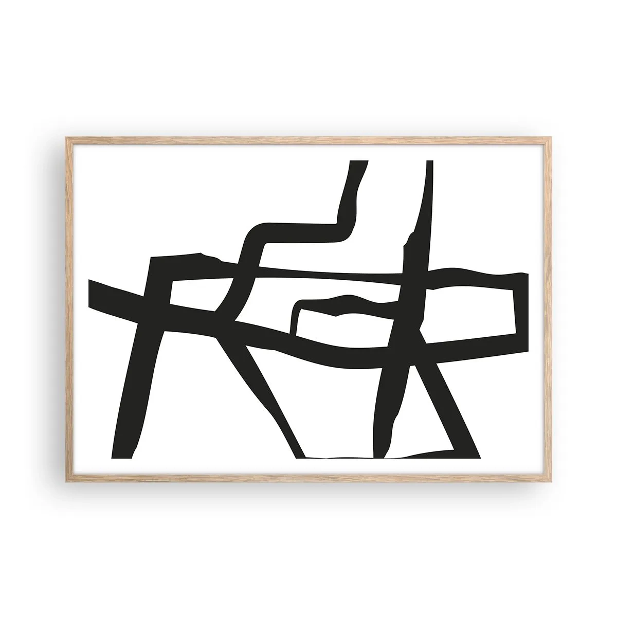 Pôster com moldura de carvalho claro - Projeto preto e branco - 100x70 cm