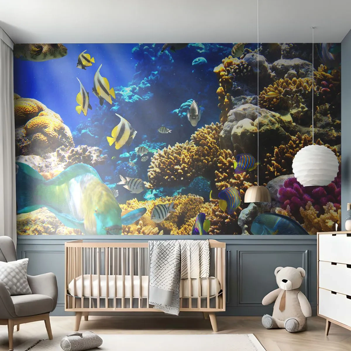 Papel de Parede Premium Sand - Tráfego intenso no percurso de férias - Recife de corais, oceano, Peixe - 100x70 cm