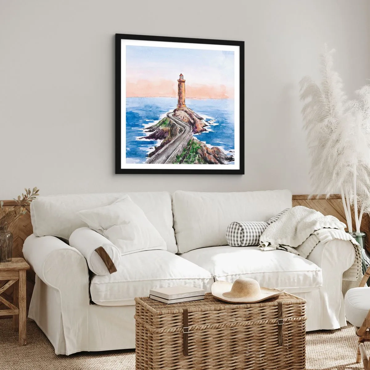 Pôster com moldura preta - De frente para o mar - 30x30 cm