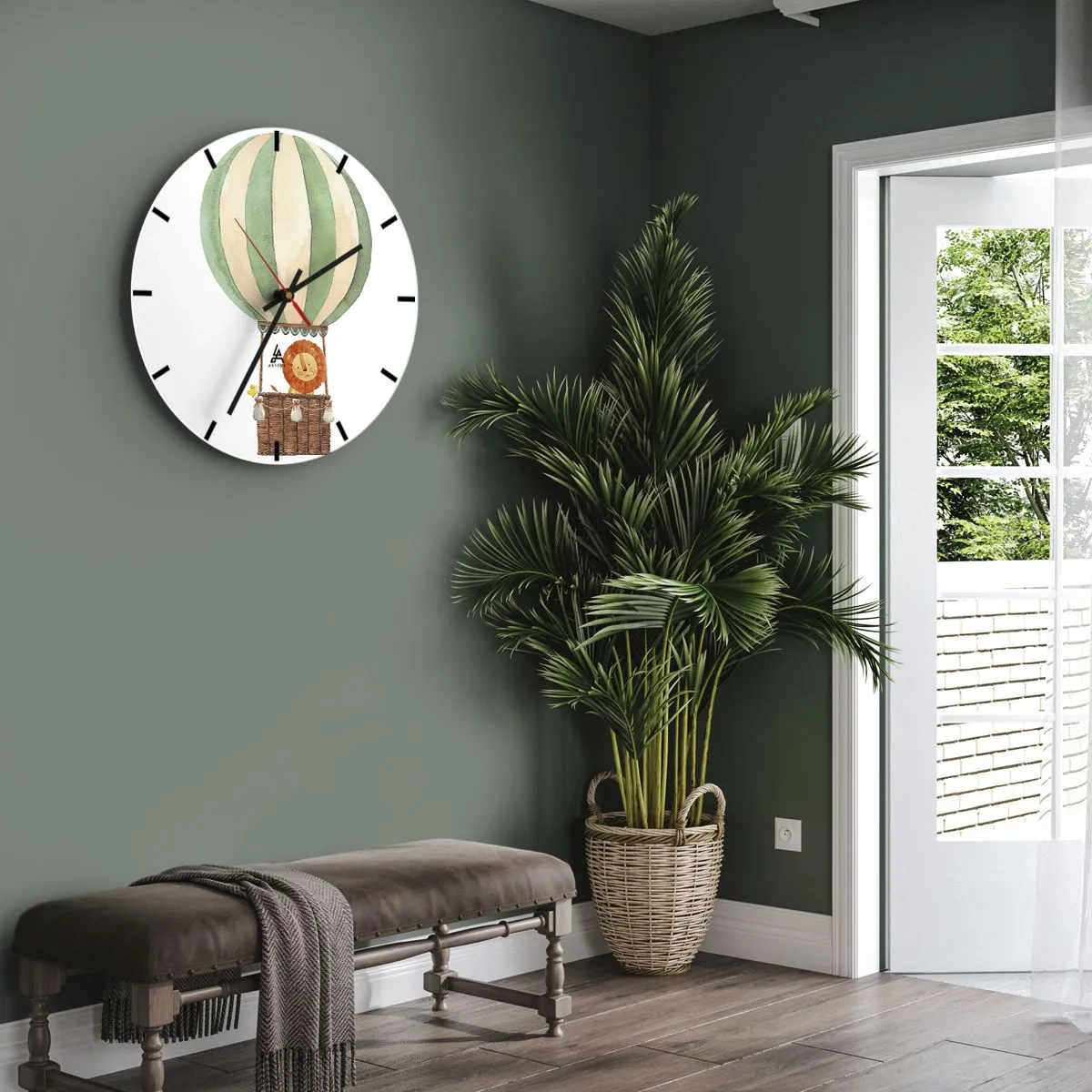 Relógio de parede - Relógio em vidro - As viagens de Leon - 40x40 cm