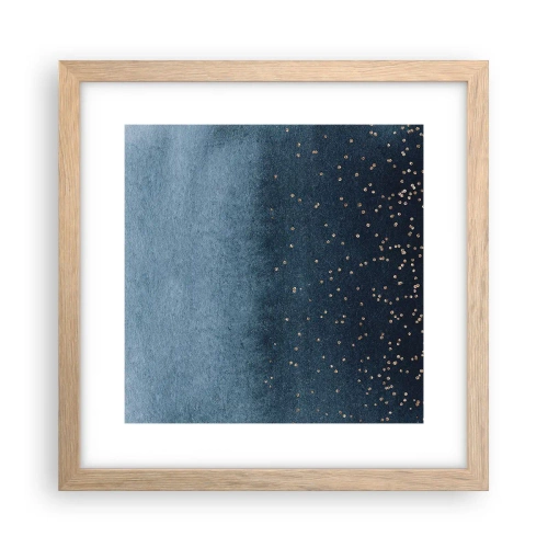 Pôster com moldura de carvalho claro - Composição – fases azuis - 30x30 cm