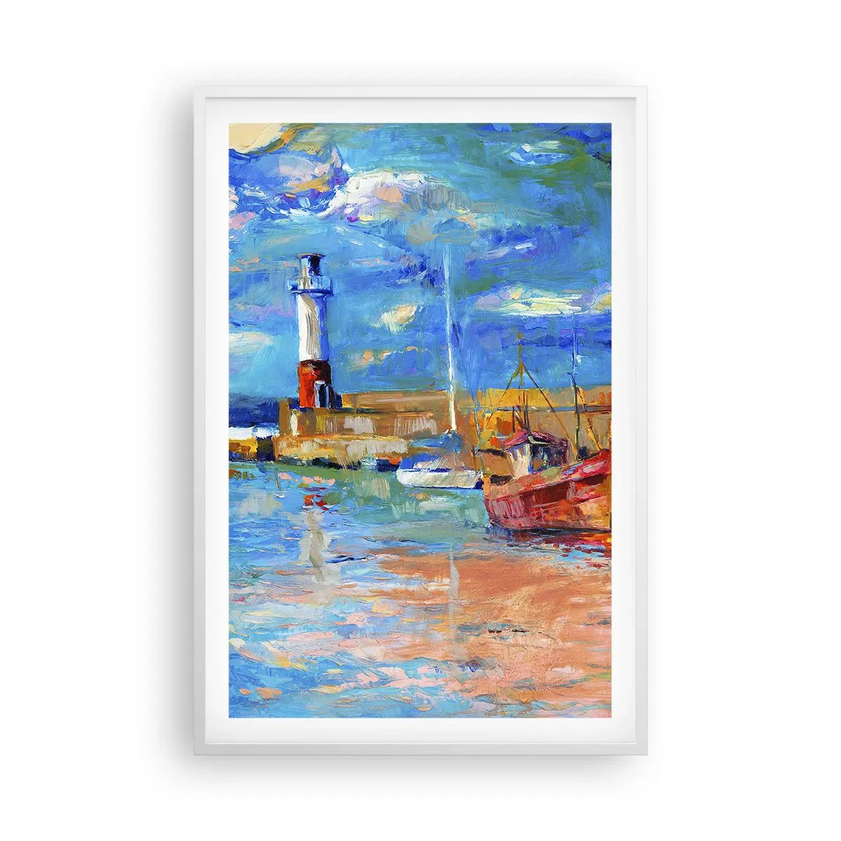 Pôster em moldura branca - Tarde na baía do arco-íris - 61x91 cm