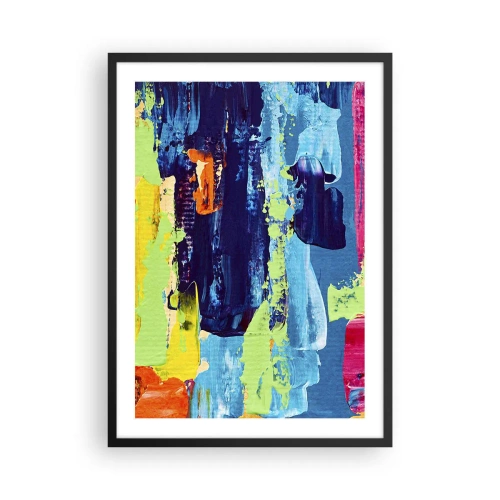 Pôster com moldura preta - Pinceladas abstratas em cores vibrantes - 50x70cm - A vida é bela! - Decoração de parede moderna para a sala de estar e quarto ARTTOR