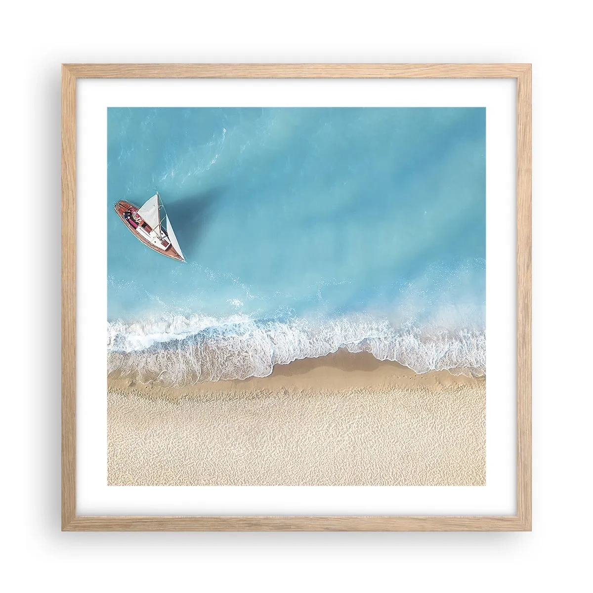 Pôster com moldura de carvalho claro - No limite do azul e do ouro - 50x50 cm