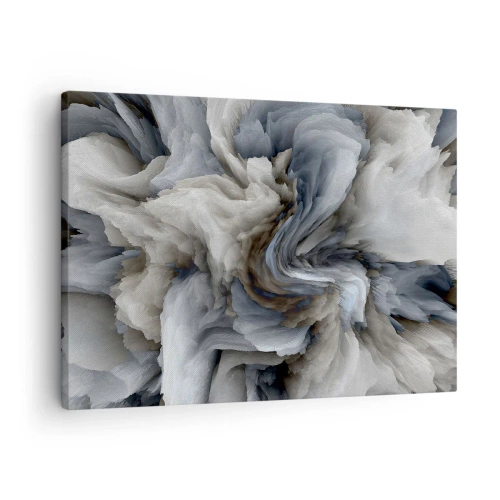 Quadro em tela - Redemoinho abstrato em tons de cinza e azul - 70x50cm - Pedra e flor - Decoração de parede moderna para a sala de estar e quarto ARTTOR