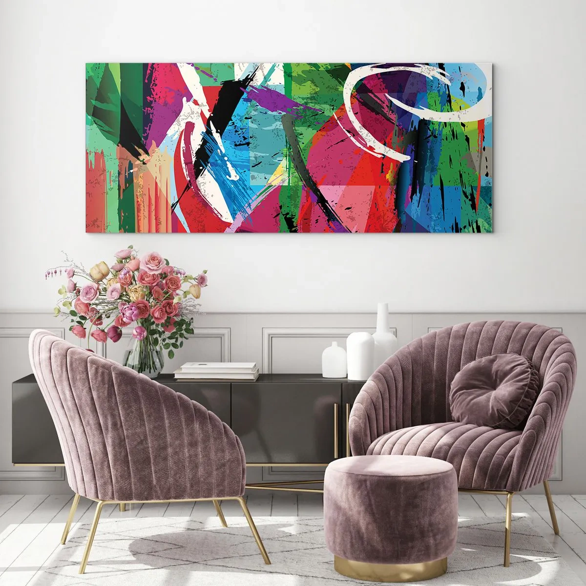 Quadro em vidro - Rápido, vivo e animado - 140x50 cm