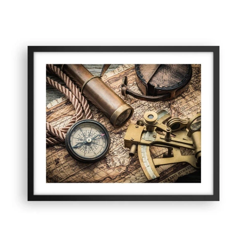 Pôster com moldura preta - Definir um rumo - 50x40 cm