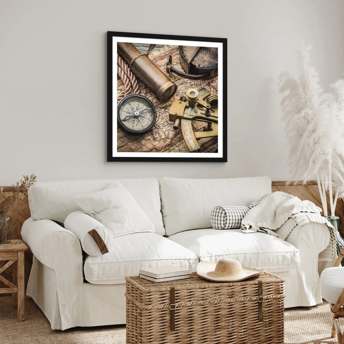 Pôster com moldura preta - Definir um rumo - 50x50 cm