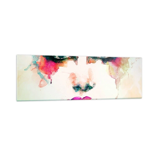 Quadro em vidro - Retrato pintado com o arco-íris - 160x50 cm