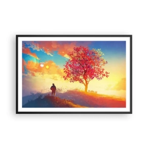 Pôster com moldura preta - O peregrino no seu destino - 91x61 cm