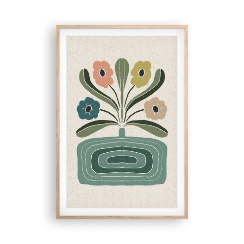 Pôster com moldura de carvalho claro - Buquê simétrico - 61x91 cm