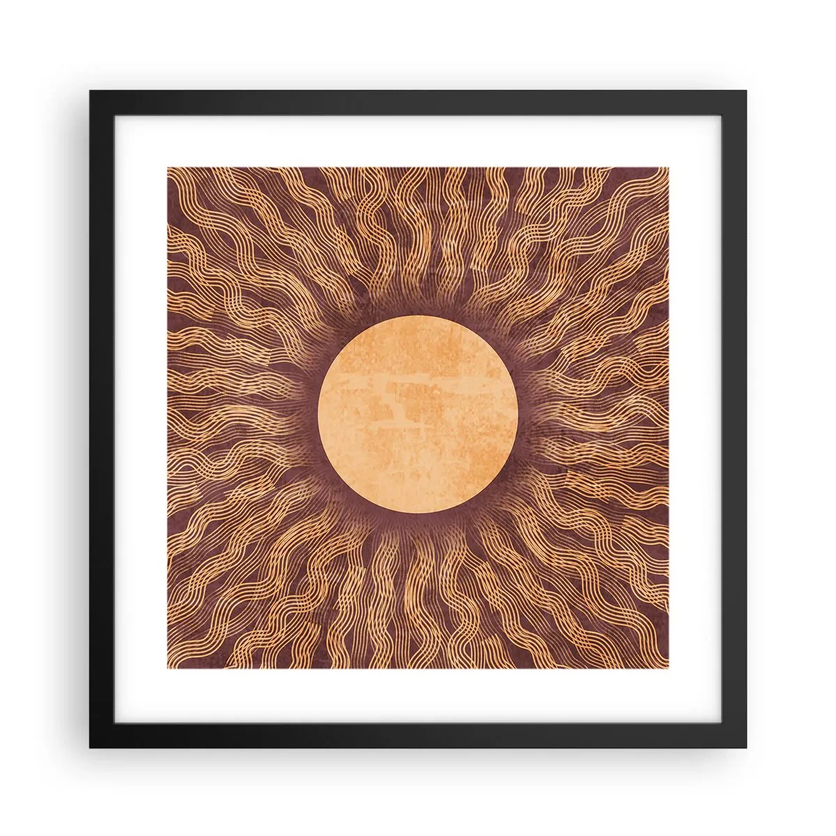 Pôster com moldura preta - Ícone do sol - 40x40 cm