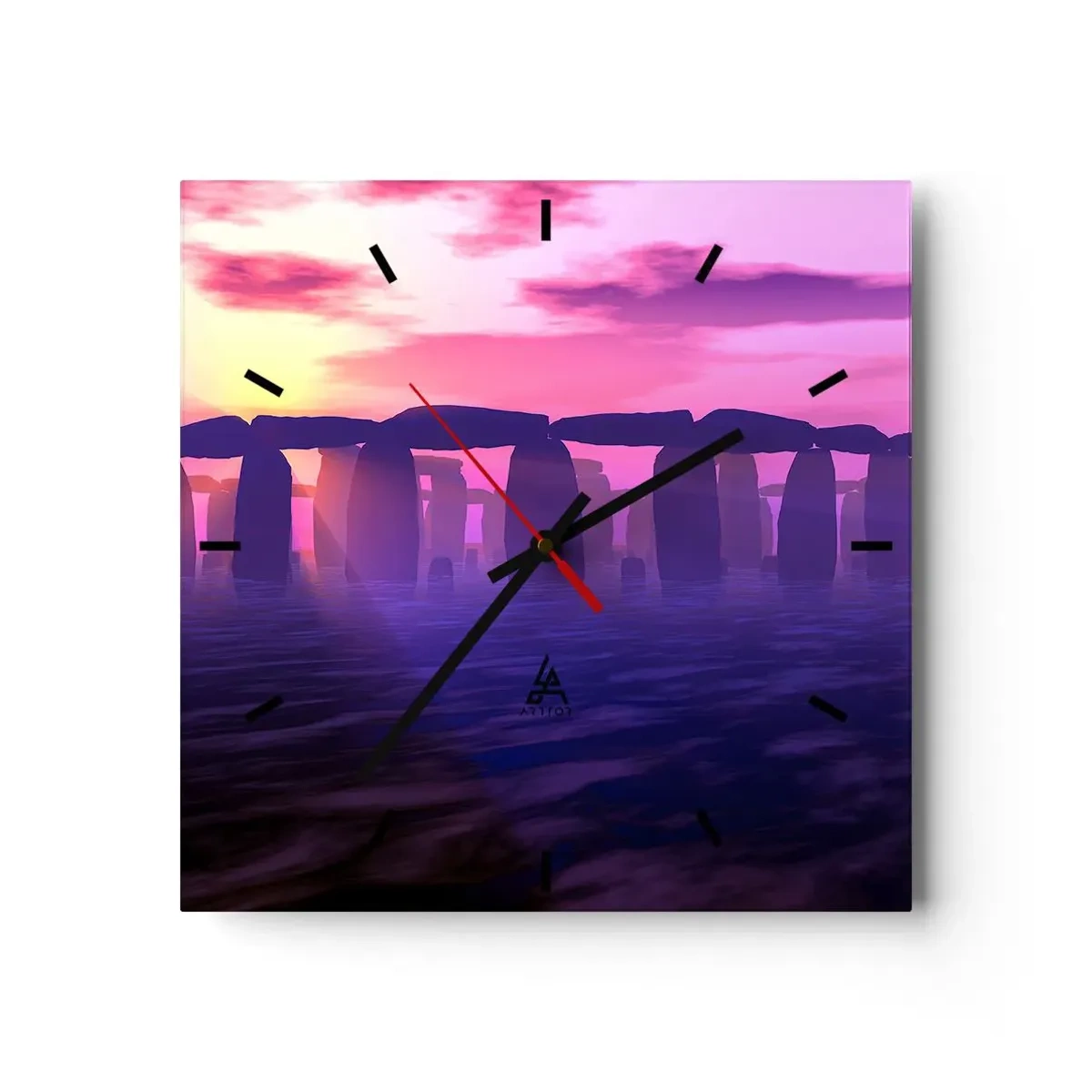 Relógio de parede - Relógio em vidro - O mistério do amanhecer no nevoeiro - 30x30 cm