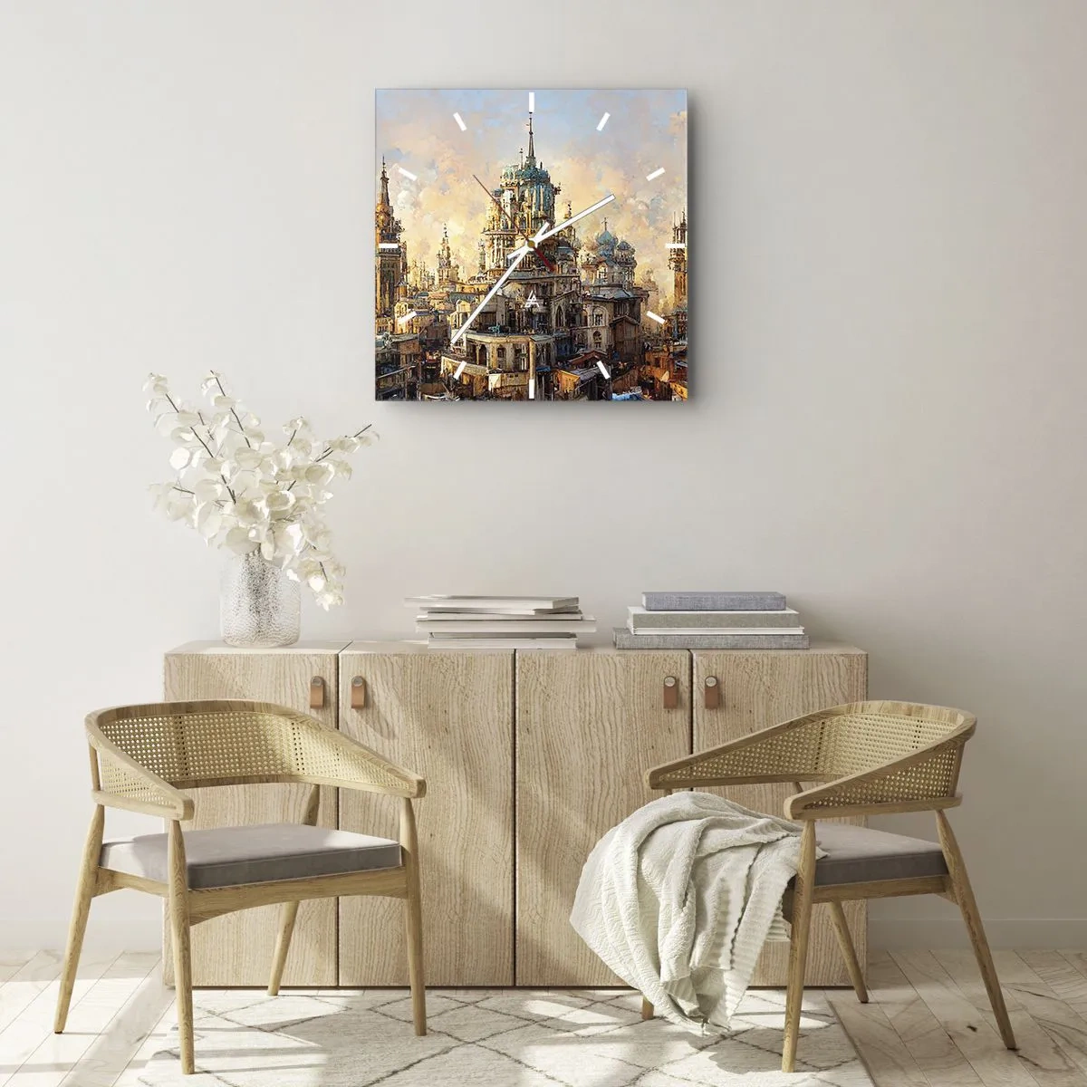 Relógio de parede - Relógio em vidro - Cidade das cidades - 40x40 cm