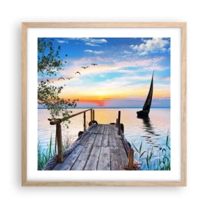 Pôster com moldura de carvalho claro - Boa noite - 50x50 cm