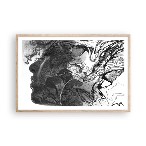 Pôster com moldura de carvalho claro - Entrelaçados em sonhos - 91x61 cm