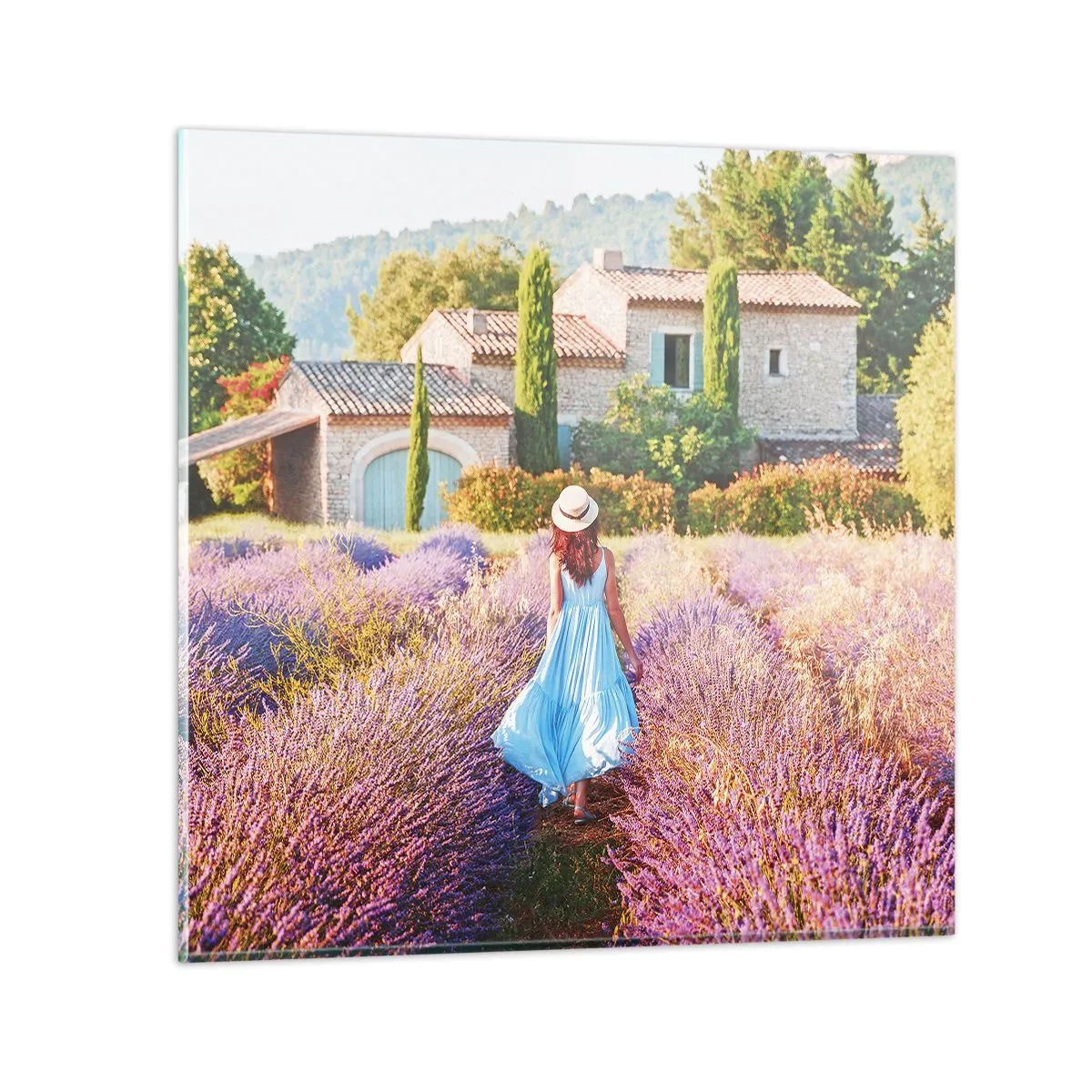 Quadro em vidro - Menina Lavanda - 30x30 cm