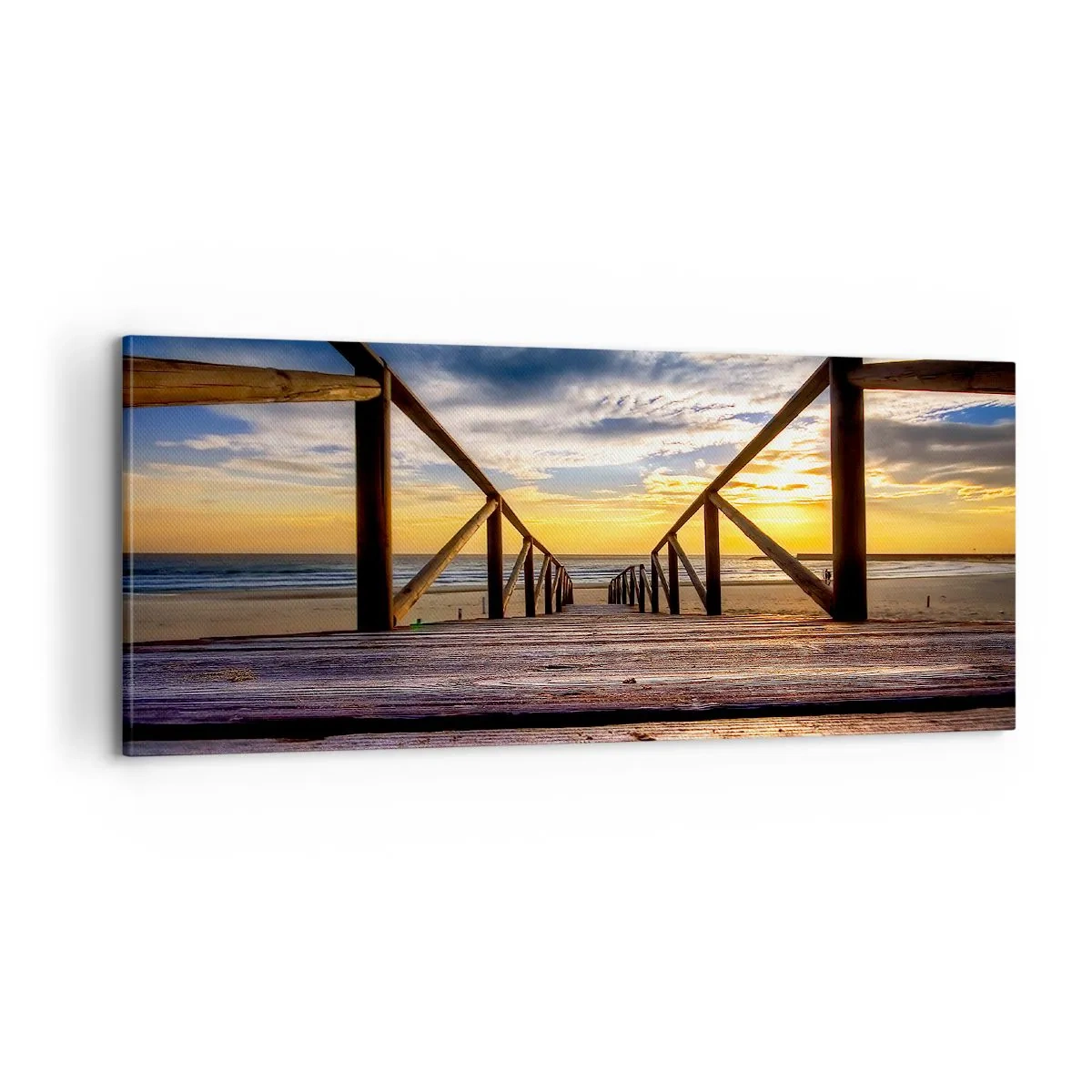 Quadro em tela - Direto para a praia tranquila ao pôr do sol - 100x40 cm
