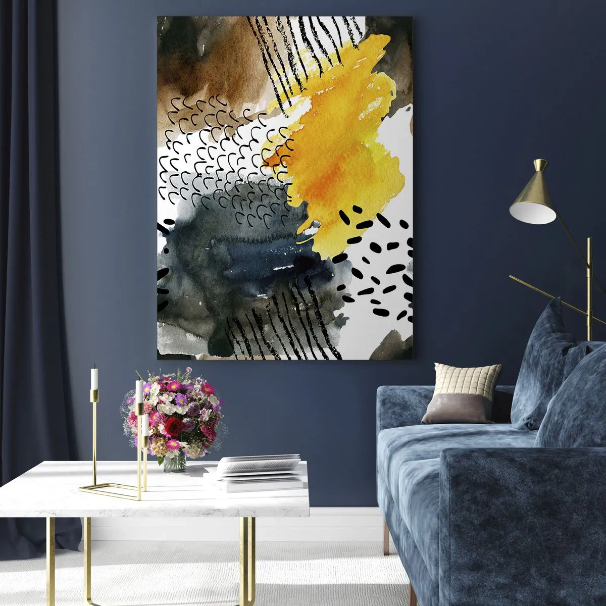 Quadro em vidro - Reunião dos elementos da natureza - 50x70 cm