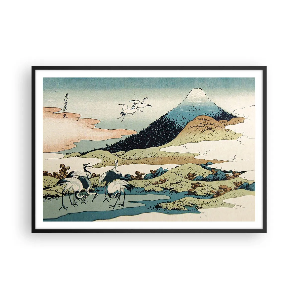 Pôster com moldura preta - No espírito japonês - 100x70 cm
