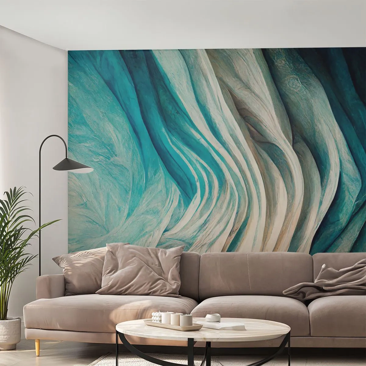 Papel de Parede Premium Sand - Insaciabilidade azul - Pedaço, 3D, Abstração - 100x70 cm
