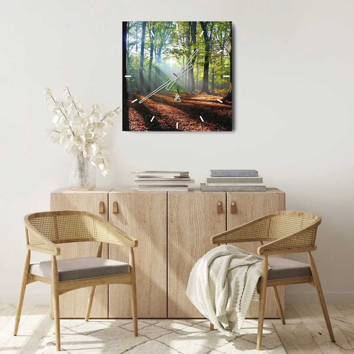 Relógio de parede - Relógio em vidro - Luzes e sombras - 40x40 cm