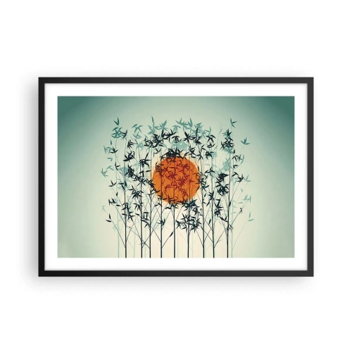 Pôster com moldura preta - Sol japonês - 70x50 cm