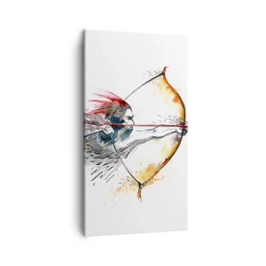 Quadro em tela - Guerreiro mítico com um arco de fogo - 45x80 cm
