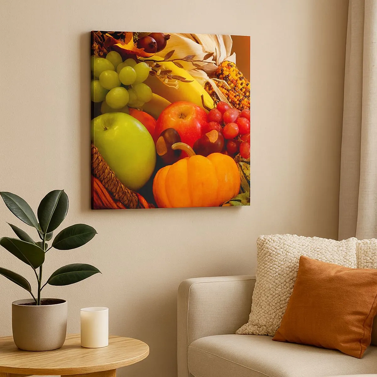 Quadro em tela - O cesto da colheita - 30x30 cm