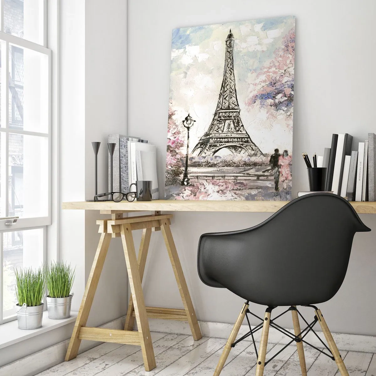 Quadro em vidro - Caminhada de abril por Paris - 70x100 cm