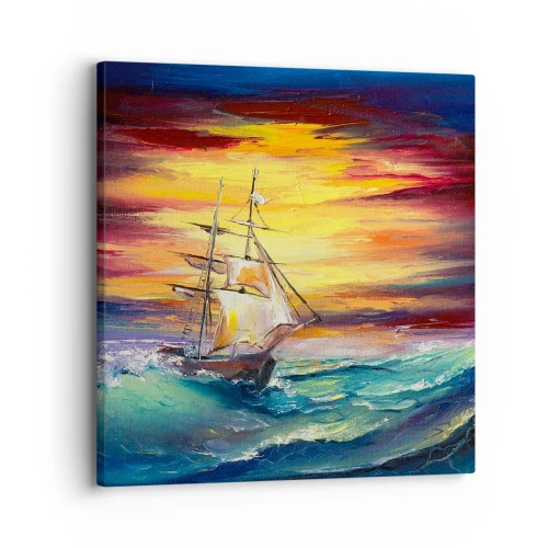 Quadro em tela - Corajosamente contra as ondas - 30x30 cm