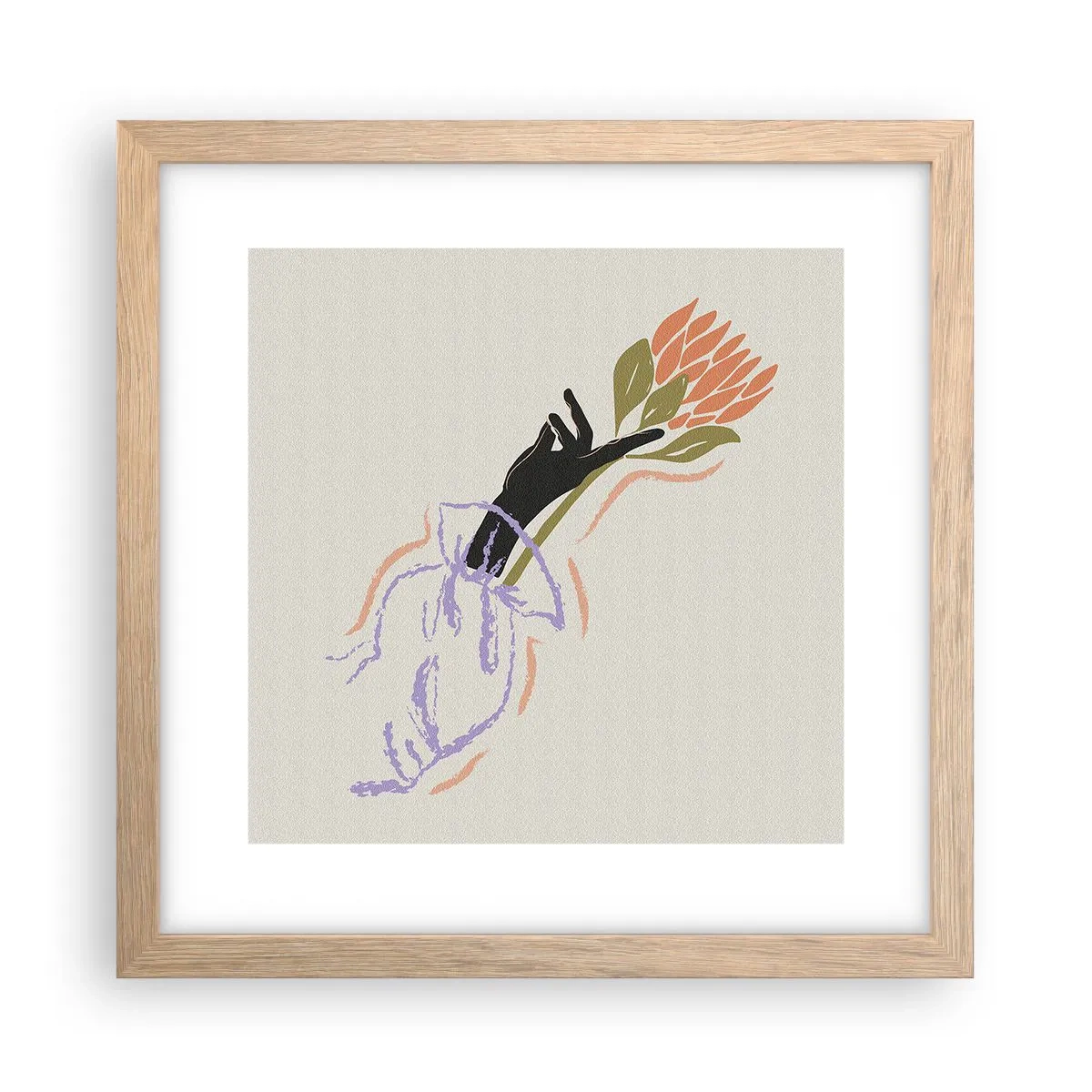 Pôster com moldura de carvalho claro - Toque fraterno - 30x30 cm