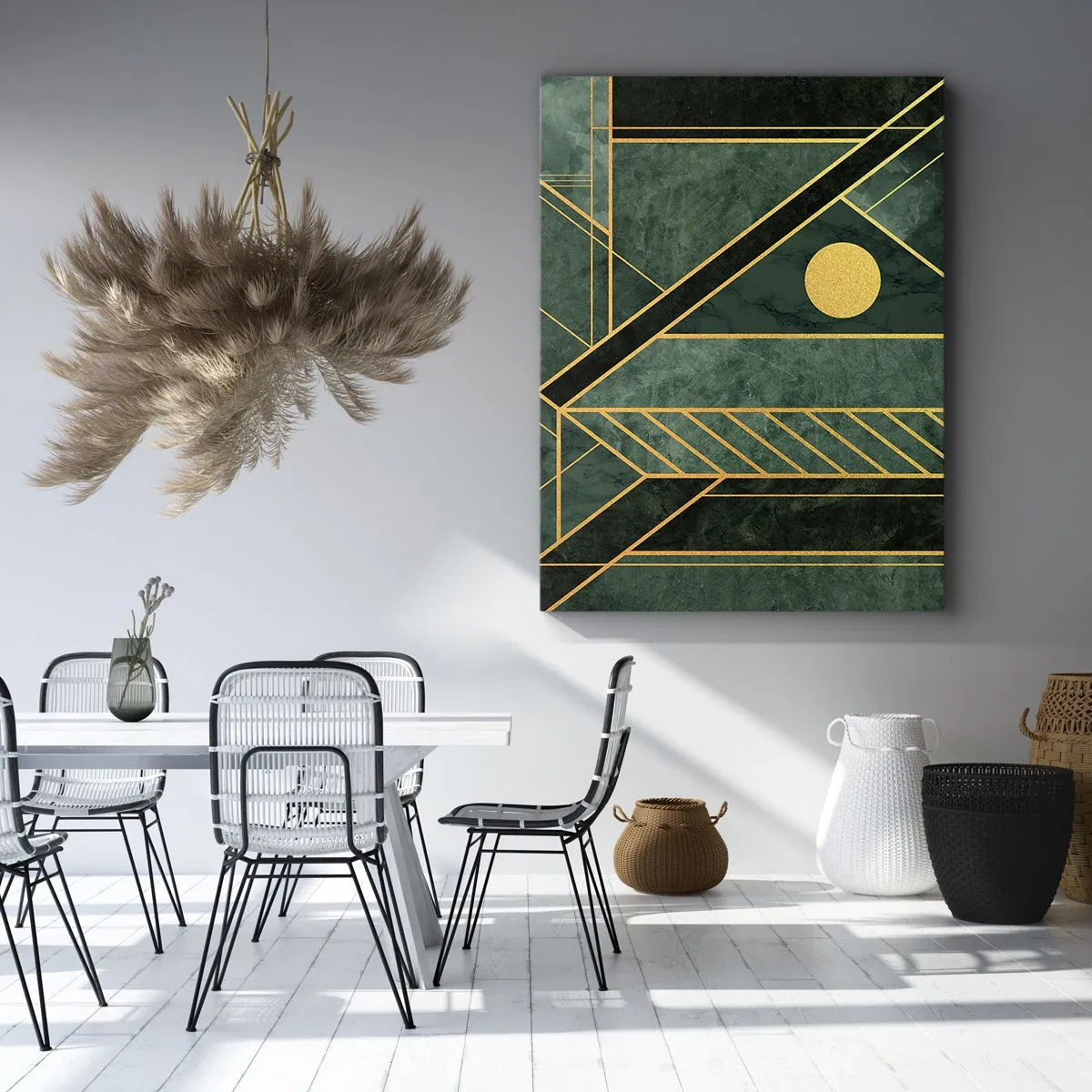 Quadro em tela - A dinâmica do ouro e do azul - 50x70 cm