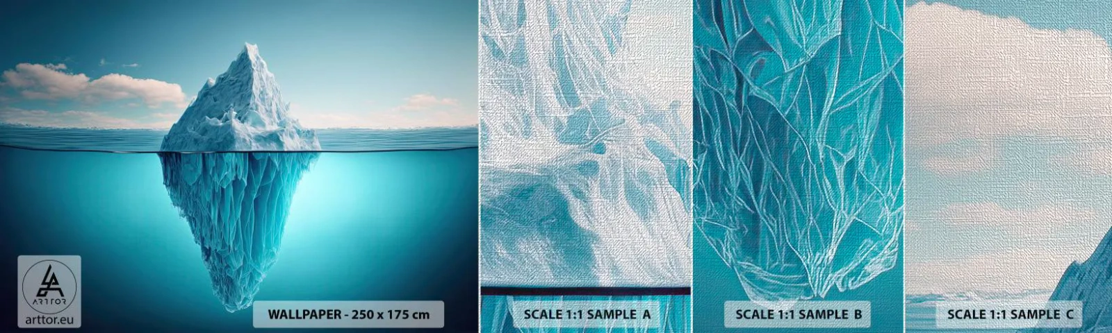 Amostra de papel de parede Premium Canvas - Rainha do Gelo - Iceberg, Água, Geleira - 100x30 cm