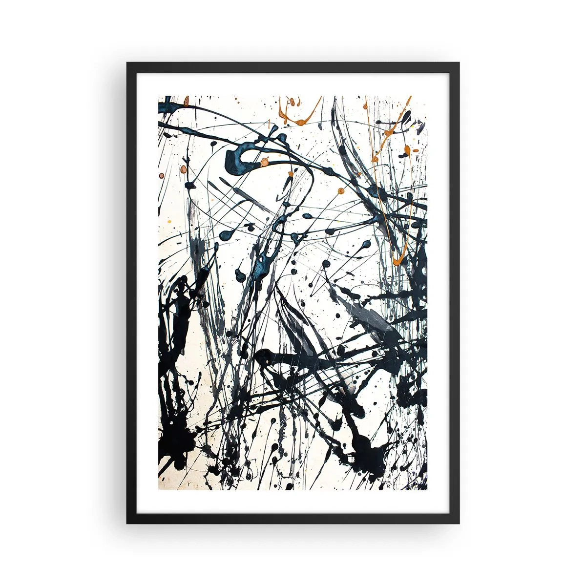 Pôster com moldura preta - Abstração expressiva no estilo da pintura gestual - 50x70cm - Abstração expressionista - Decoração de parede moderna para a sala de estar e quarto ARTTOR