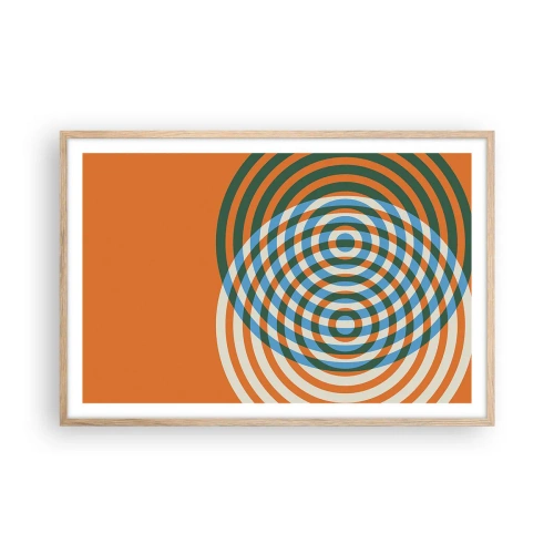 Pôster com moldura de carvalho claro - Variação circular abstrata - 91x61 cm