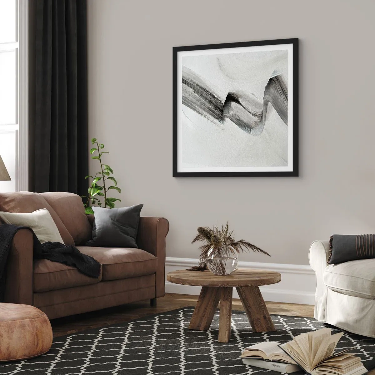 Pôster com moldura preta - Casualmente para se divertir - 60x60 cm