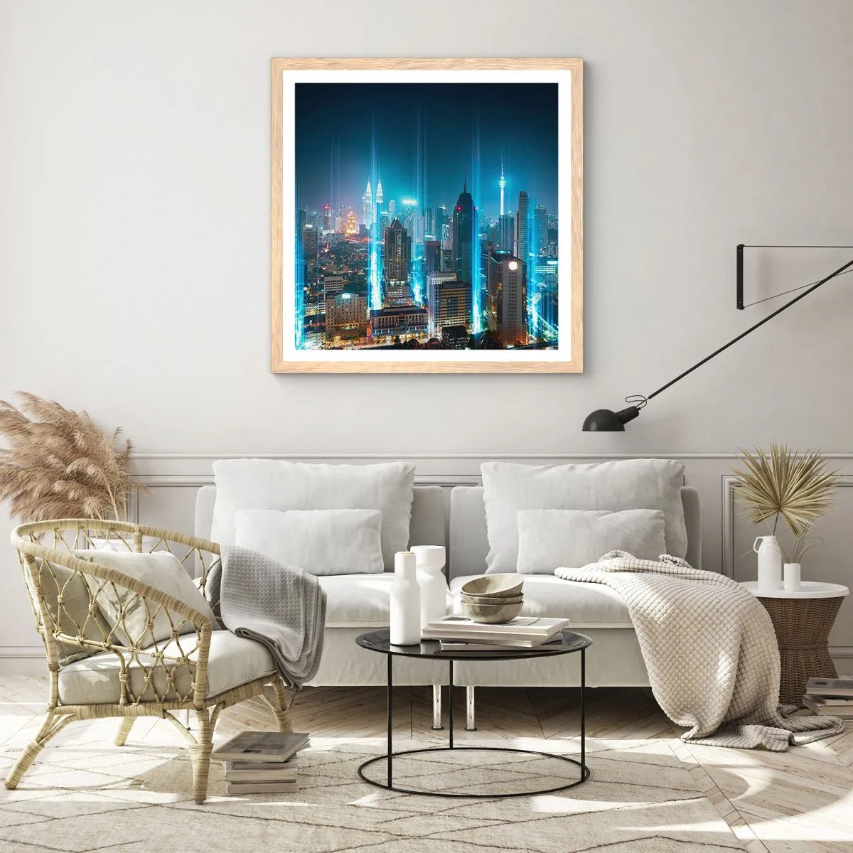 Pôster com moldura de carvalho claro - De Berlim para o céu - 30x30 cm