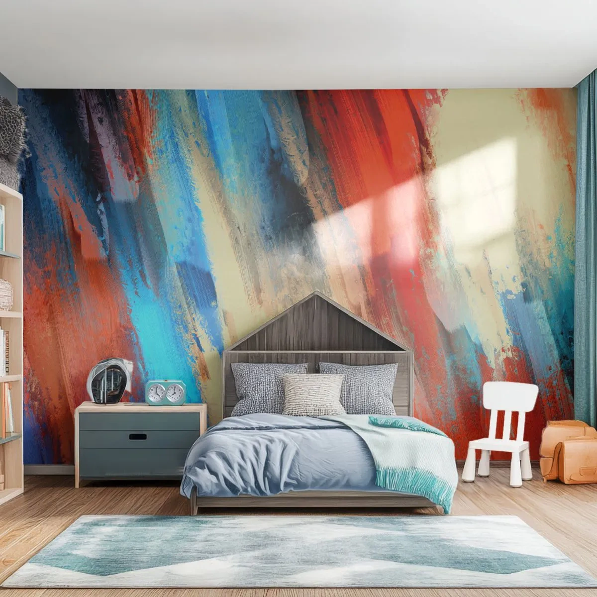 Papel de Parede Premium Canvas - Cascata de cores - Abstração, Pedaço, Padrão Moderno - 100x70 cm