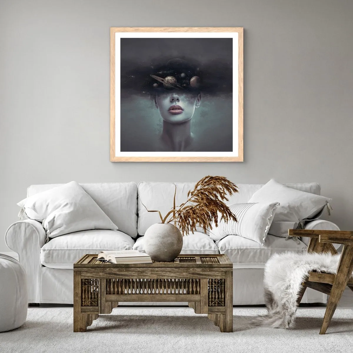 Pôster com moldura de carvalho claro - E os planetas estão a enlouquecer... - 40x40 cm