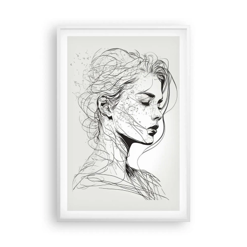 Pôster em moldura branca - Retrato em pensamento - 61x91 cm