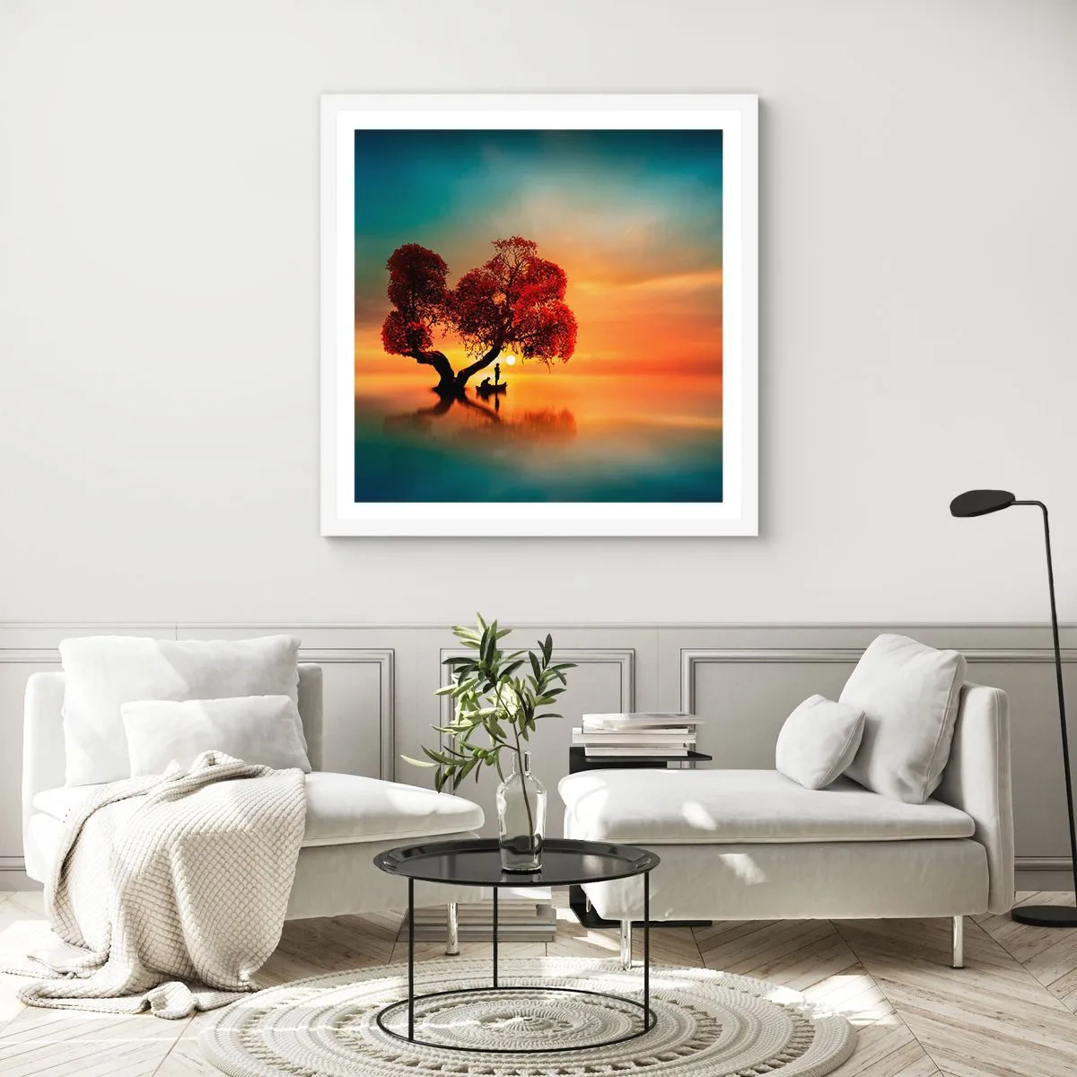 Pôster em moldura branca - A distância e o silêncio do mundo - 60x60 cm