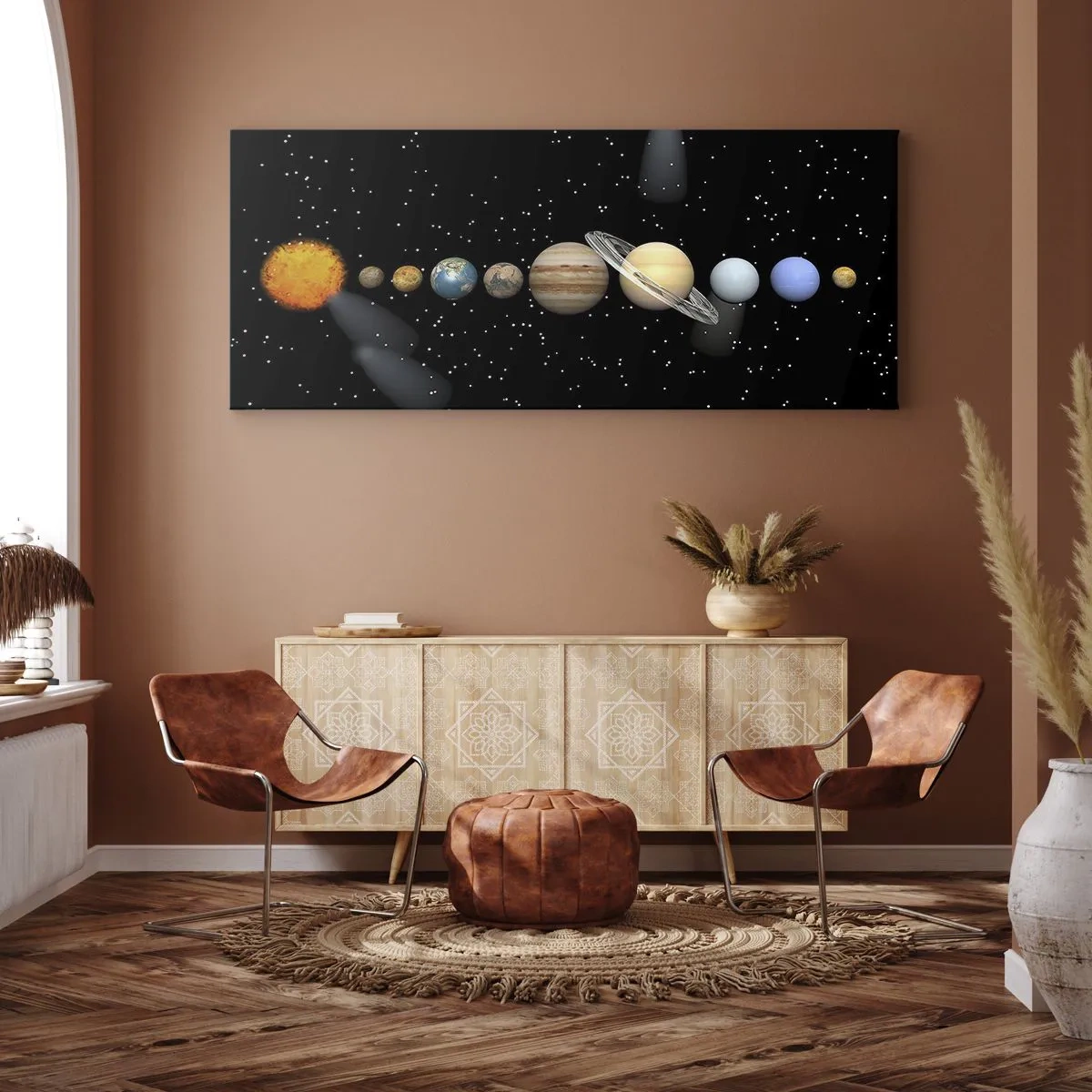 Quadro em tela - E os planetas estão a enlouquecer... - 140x50 cm