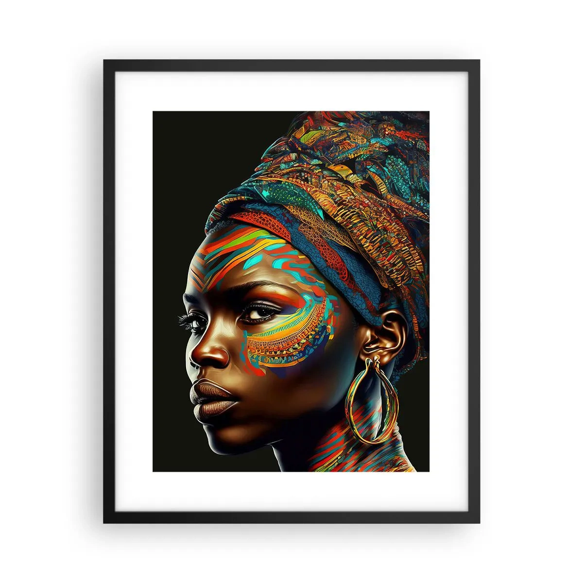 Pôster com moldura preta - Rainha africana - 40x50 cm
