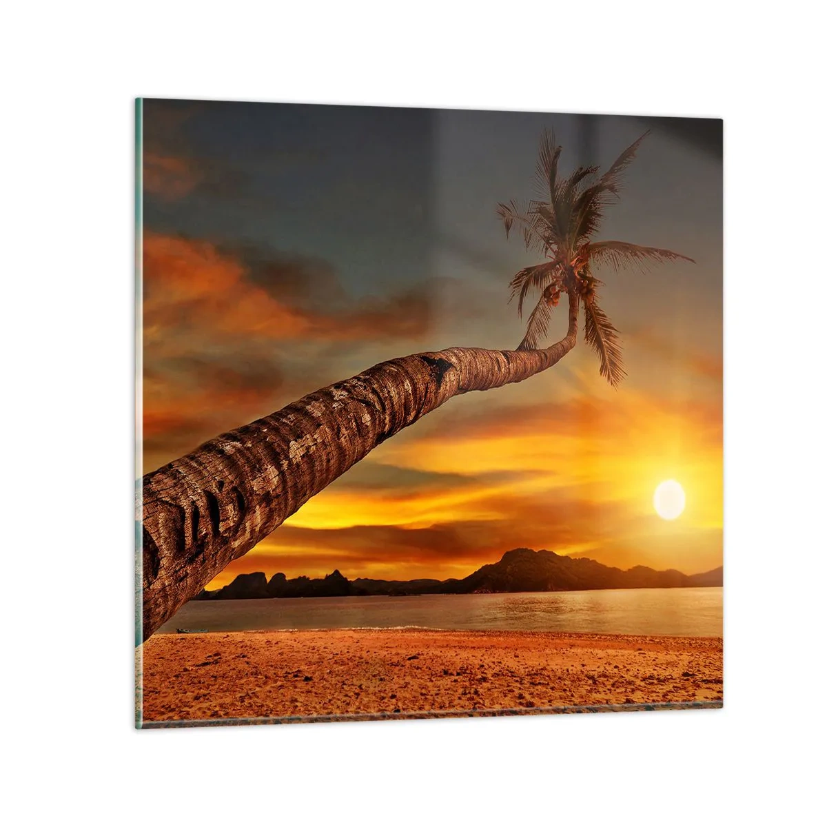 Quadro em vidro - Férias exóticas, aventura caribenha - 30x30 cm